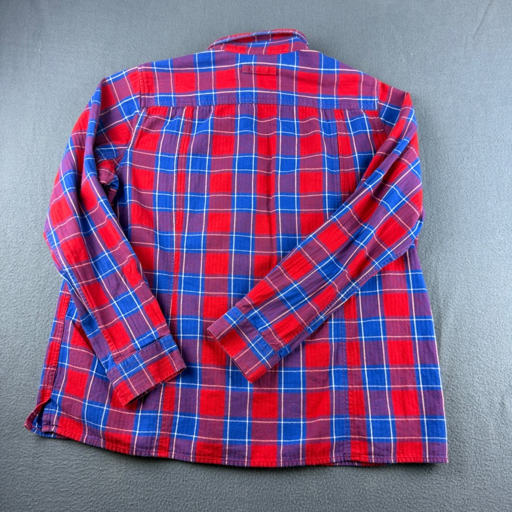 Duluth Trading Co Shirt Womens XL Red Blue Plaid Flannel Long Sleeve Cotton 4461 - Picture 4 of 7